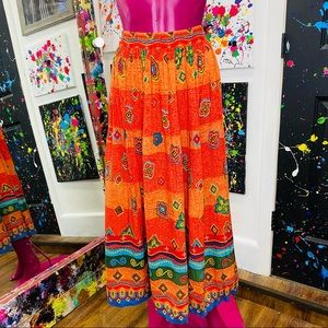 Vibrant Orange Timeless print skirt. Vintage, 80s, 90s look